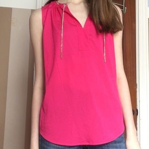 Pink New York & company slit neck blouse